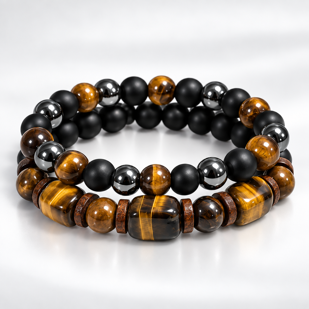 NORTHWAFANDZ Tiger Eye Stack bracelet set