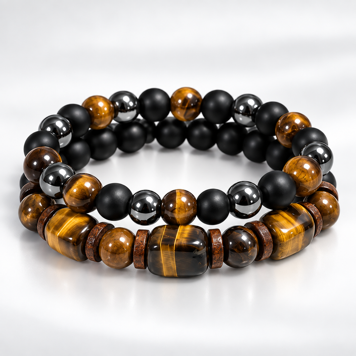 NORTHWAFANDZ Tiger Eye Stack bracelet set