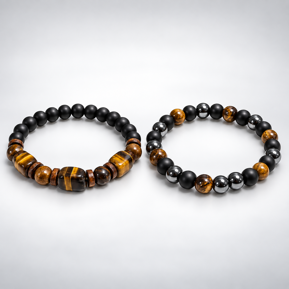 NORTHWAFANDZ Tiger Eye Stack bracelets side by side
