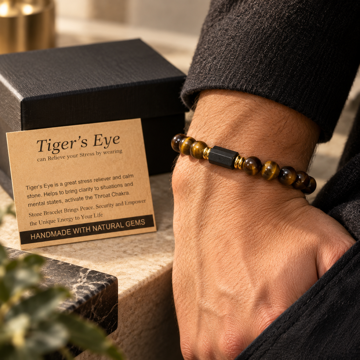 NORTHWAFANDZ Tiger's Eye bracelet worn on wrist