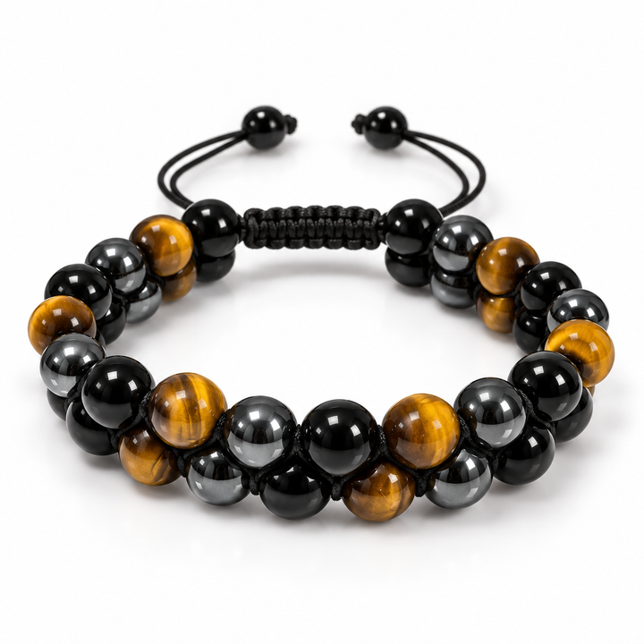 NORTHWAFANDZ Triple Stone Stack bracelet on white background