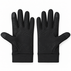 Palm view of black NW gloves showing the textured grip pattern and fingertip panels